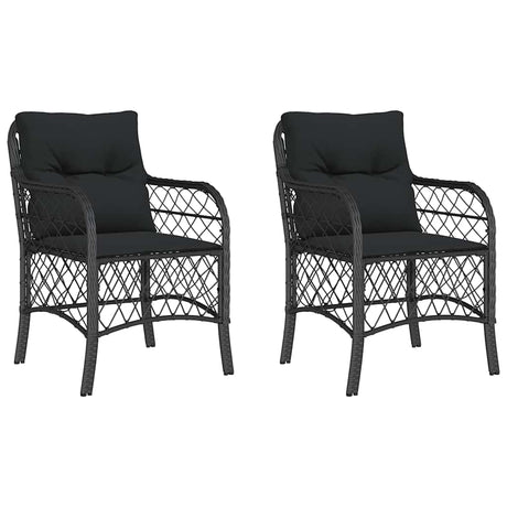 Vidaxl tuinstoelen 2 st met kussens poly rattan zwart
