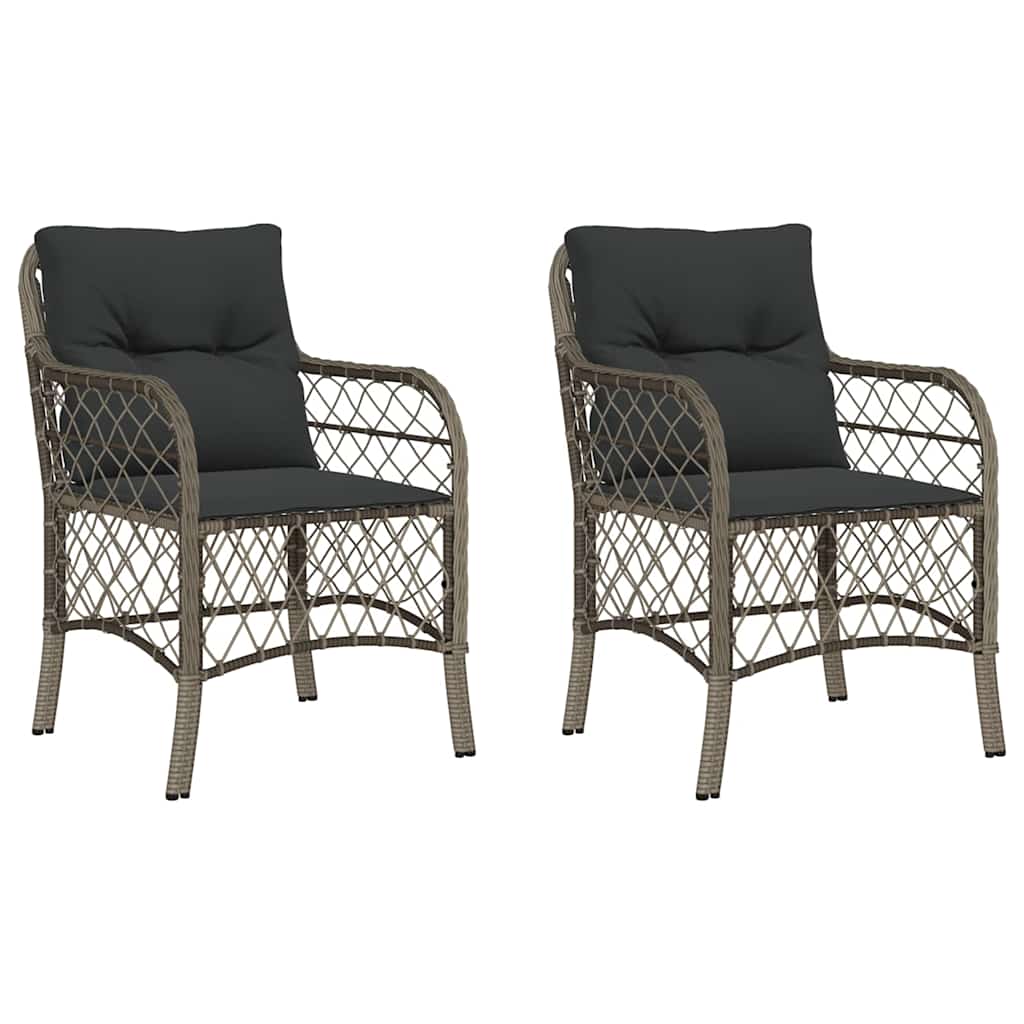 Vidaxl tuinstoelen 2 st met kussens poly rattan grijs