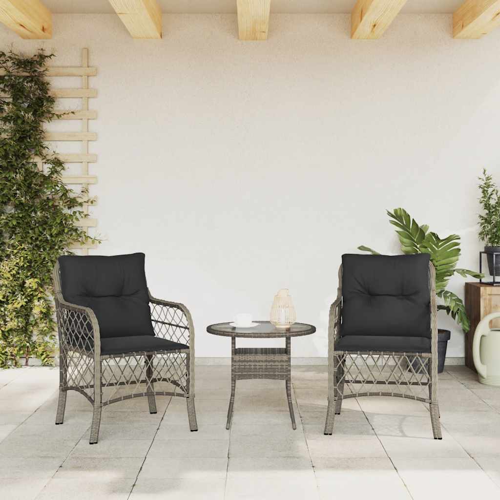 Vidaxl tuinstoelen 2 st met kussens poly rattan grijs