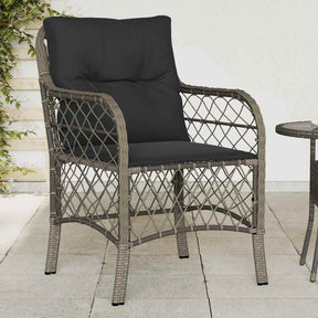 Vidaxl tuinstoelen 2 st met kussens poly rattan grijs