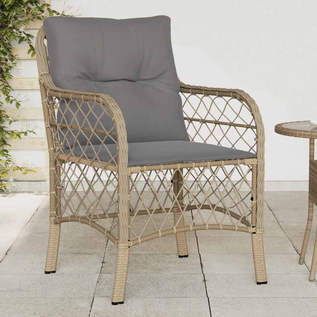 Vidaxl tuinstoelen 2 st met kussens poly rattan gemengd beige