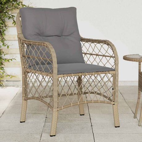 Vidaxl tuinstoelen 2 st met kussens poly rattan gemengd beige