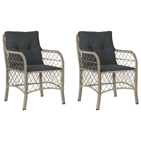 Vidaxl tuinstoelen 2 st met kussens poly rattan lichtgrijs