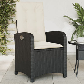Vidaxl tuinstoel verstelbaar met kussens poly rattan zwart