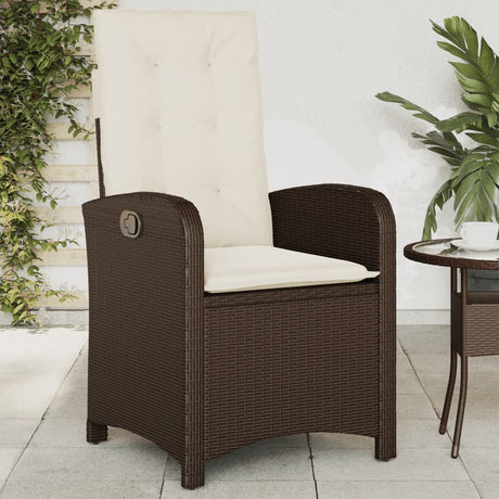 Vidaxl tuinstoel verstelbaar met kussens poly rattan bruin