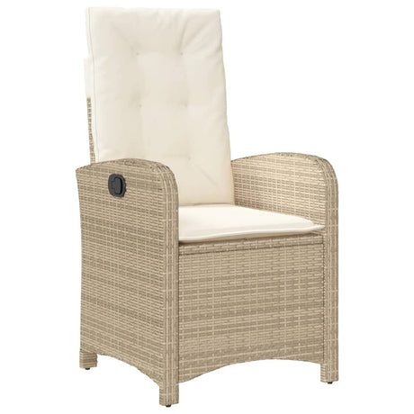 Vidaxl tuinstoel verstelbaar met kussens poly rattan beige