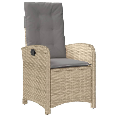 Vidaxl tuinstoel verstelbaar met kussens poly rattan gemengd beige