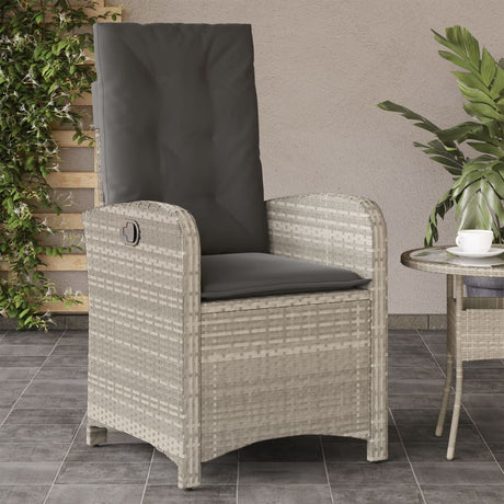 Vidaxl tuinstoel verstelbaar met kussens poly rattan lichtgrijs