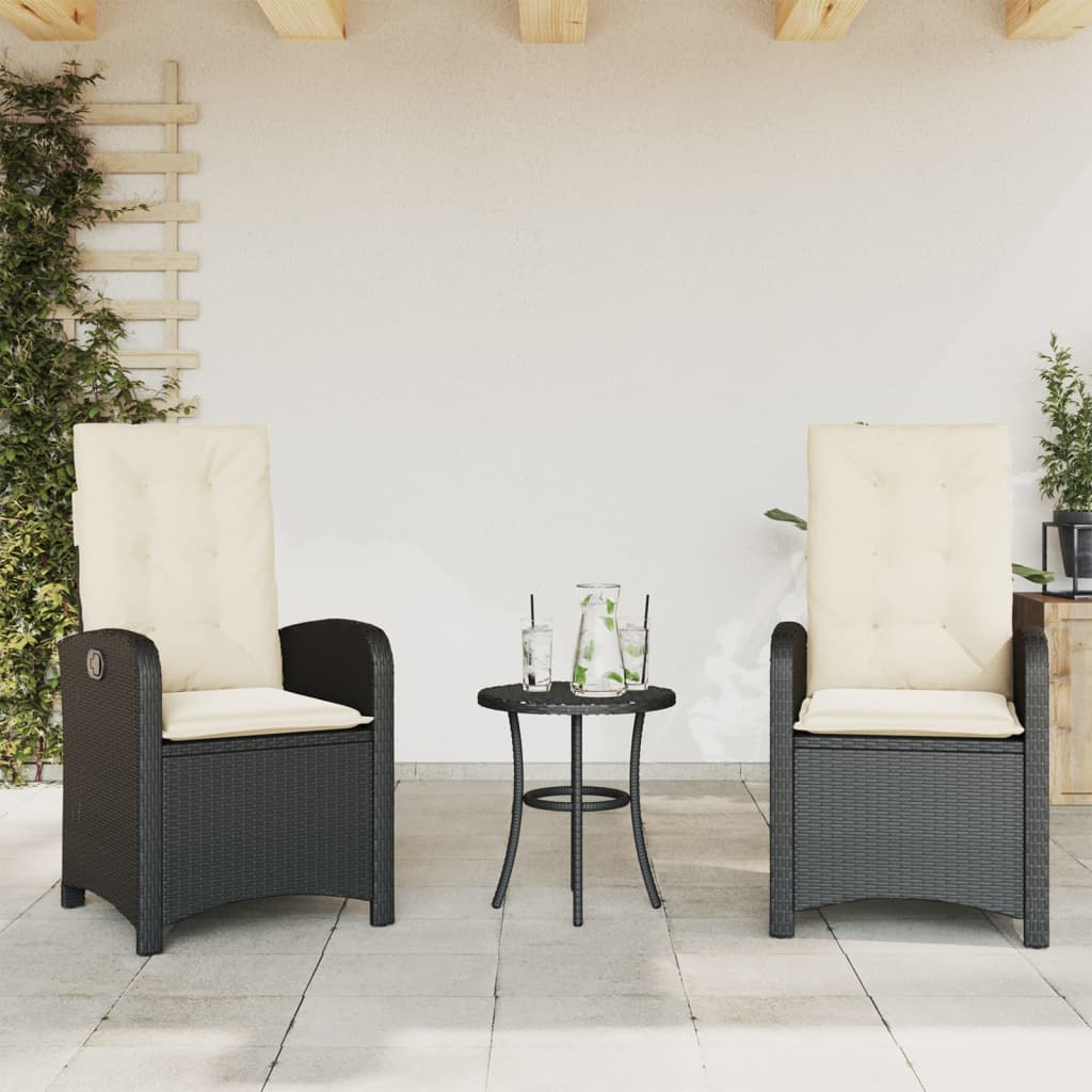 Vidaxl tuinstoelen 2 st verstelbaar met kussens poly rattan zwart