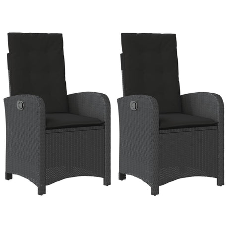 Vidaxl tuinstoelen 2 st verstelbaar met kussens poly rattan zwart