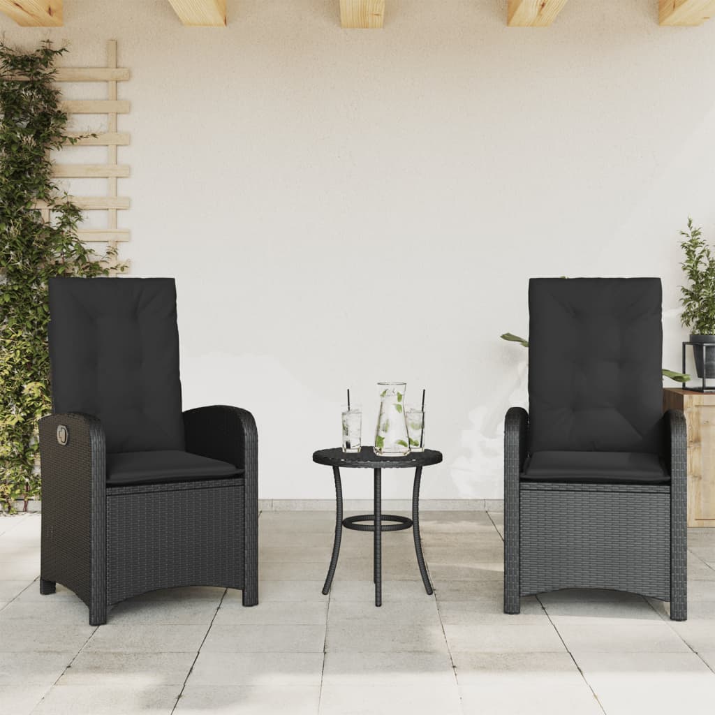 Vidaxl tuinstoelen 2 st verstelbaar met kussens poly rattan zwart
