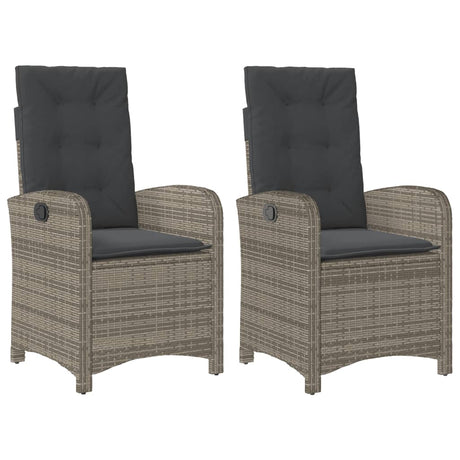 Vidaxl tuinstoelen 2 st verstelbaar met kussens poly rattan grijs