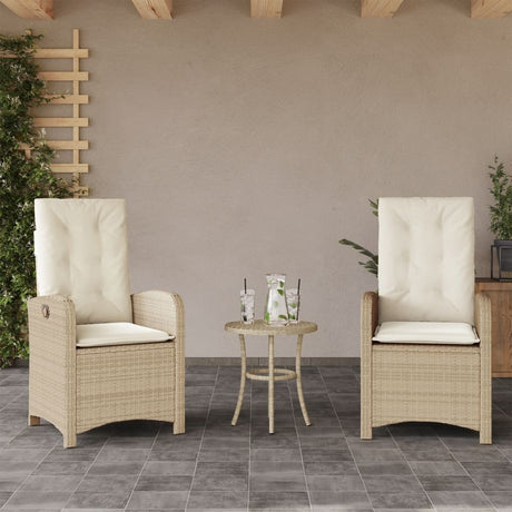 Vidaxl tuinstoelen 2 st verstelbaar met kussens poly rattan beige