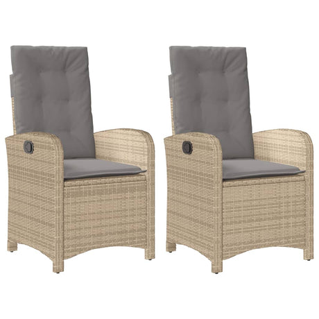Vidaxl tuinstoelen 2 st verstelbaar kussens poly rattan gemengd beige