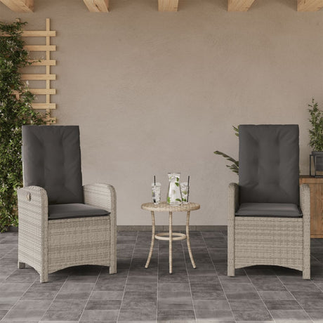 Vidaxl tuinstoelen 2 st verstelbaar met kussens poly rattan lichtgrijs