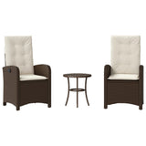Vidaxl 3-delige bistroset met kussens poly rattan bruin