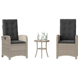 Vidaxl 3-delige bistroset met kussens poly rattan lichtgrijs
