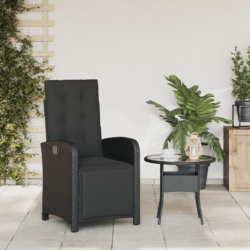 Vidaxl tuinstoel verstelbaar met voetensteun poly rattan zwart