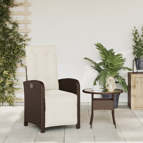 Vidaxl tuinstoel verstelbaar met voetensteun poly rattan bruin