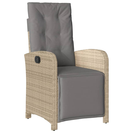 Vidaxl tuinstoel verstelbaar met voetensteun poly rattan gemengd beige