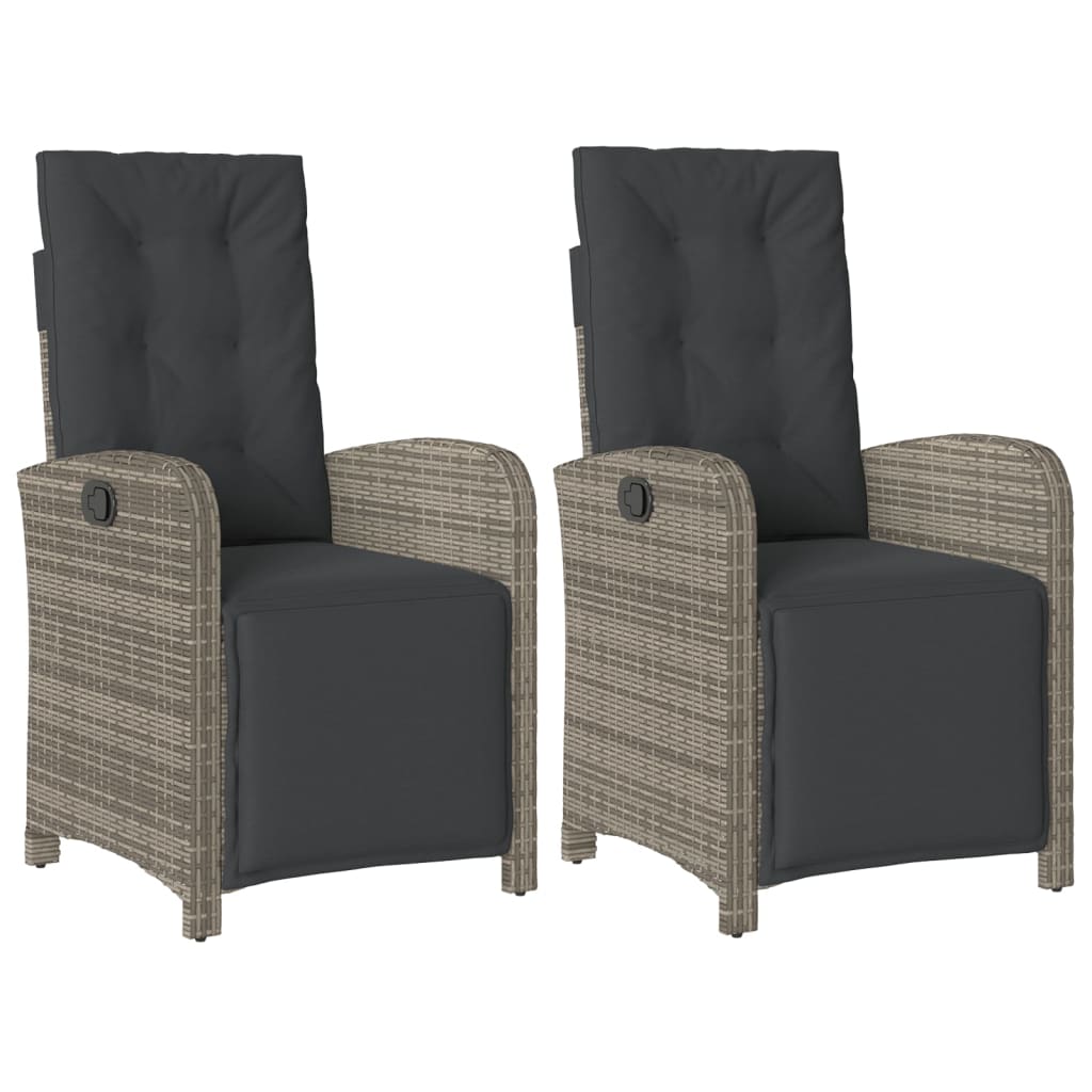 Vidaxl tuinstoelen 2 st verstelbaar met voetensteun poly rattan grijs