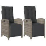 Vidaxl tuinstoelen 2 st verstelbaar met voetensteun poly rattan grijs