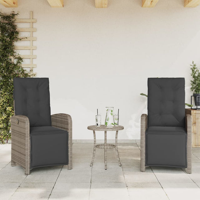 Vidaxl tuinstoelen 2 st verstelbaar met voetensteun poly rattan grijs
