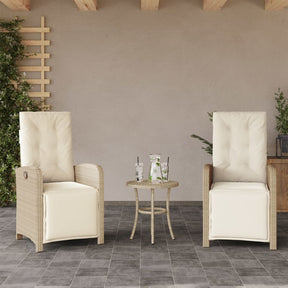Vidaxl tuinstoelen 2 st verstelbaar met voetensteun poly rattan beige