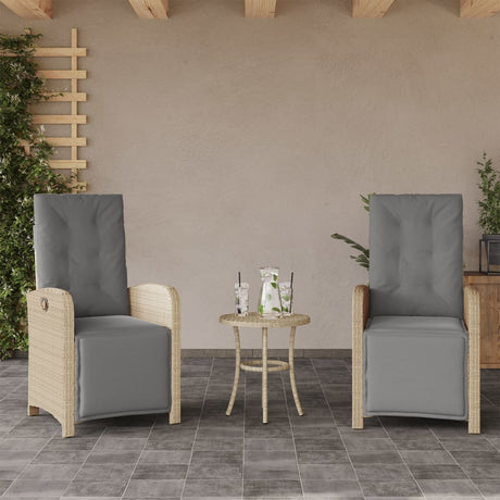 Vidaxl tuinstoelen 2 st verstelbaar voetensteun poly rattan beige mix
