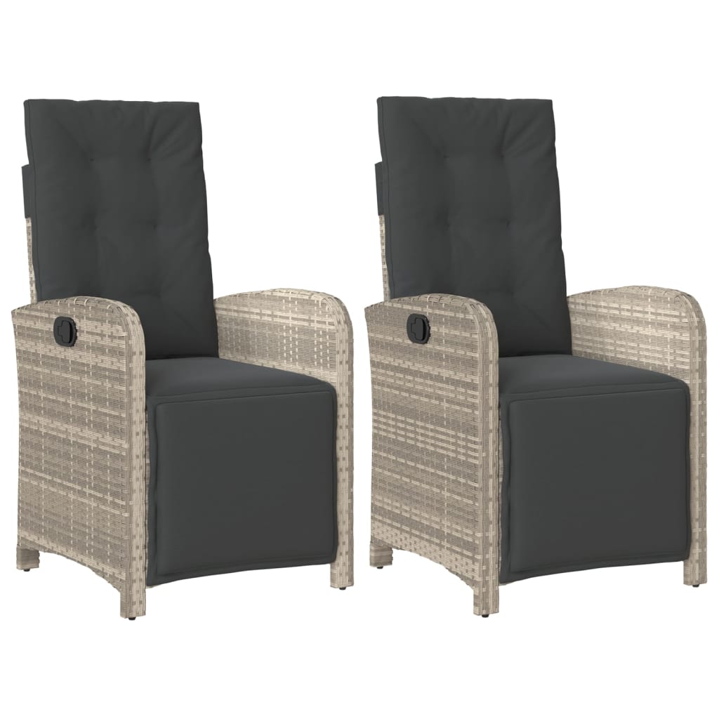Vidaxl tuinstoelen 2 st verstelbaar voetensteun poly rattan lichtgrijs