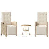 Vidaxl 3-delige bistroset met kussens poly rattan beige