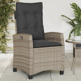 Vidaxl tuinstoel verstelbaar met kussens poly rattan grijs