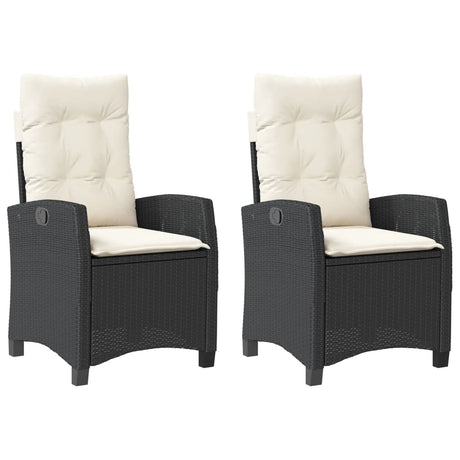 Vidaxl tuinstoelen 2 st verstelbaar met kussens poly rattan zwart