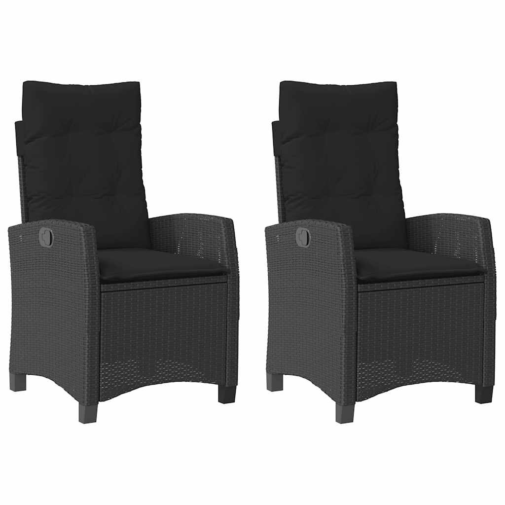 Vidaxl tuinstoelen 2 st verstelbaar met kussens poly rattan zwart