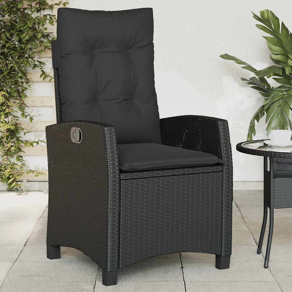 Vidaxl tuinstoelen 2 st verstelbaar met kussens poly rattan zwart