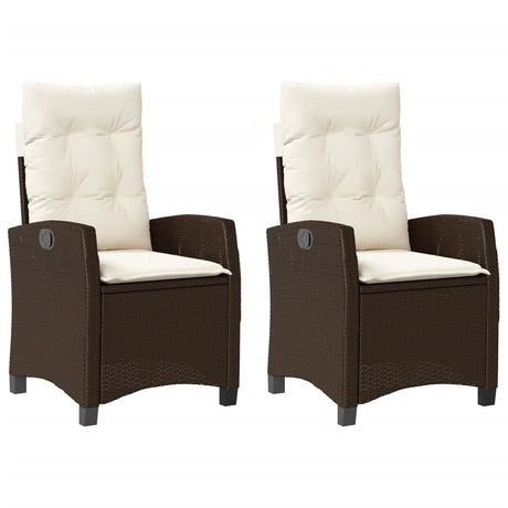 Vidaxl tuinstoelen 2 st verstelbaar met kussens poly rattan bruin
