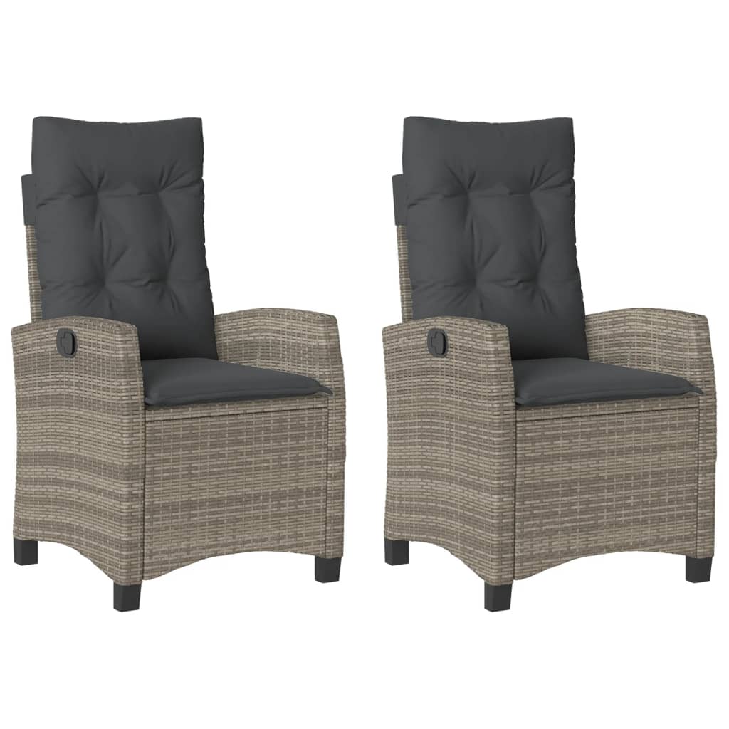 Vidaxl tuinstoelen 2 st verstelbaar met kussens poly rattan grijs