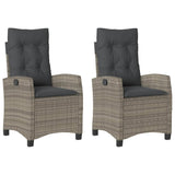 Vidaxl tuinstoelen 2 st verstelbaar met kussens poly rattan grijs