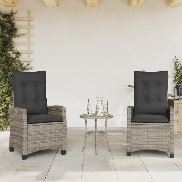 Vidaxl tuinstoelen 2 st verstelbaar met kussens poly rattan grijs