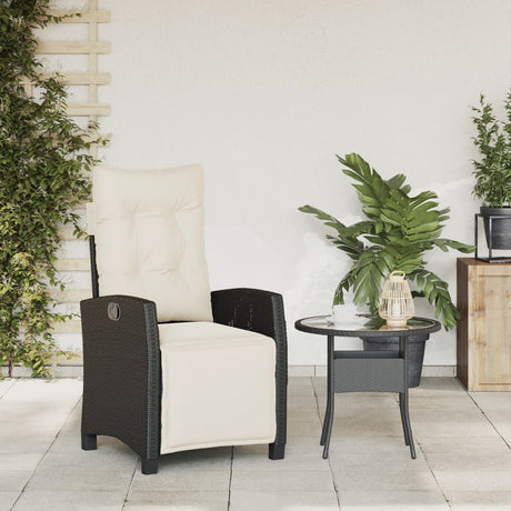Vidaxl tuinstoel verstelbaar met voetensteun poly rattan zwart