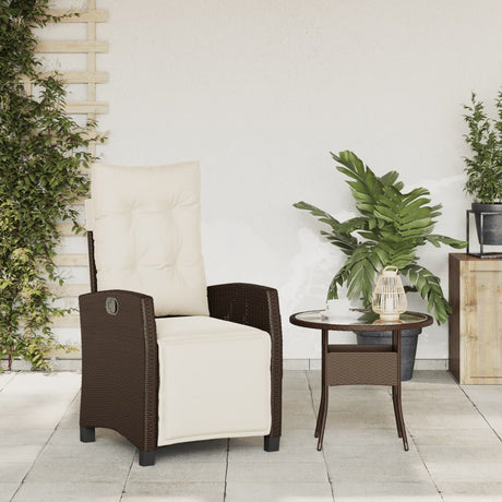 Vidaxl tuinstoel verstelbaar met voetensteun poly rattan bruin