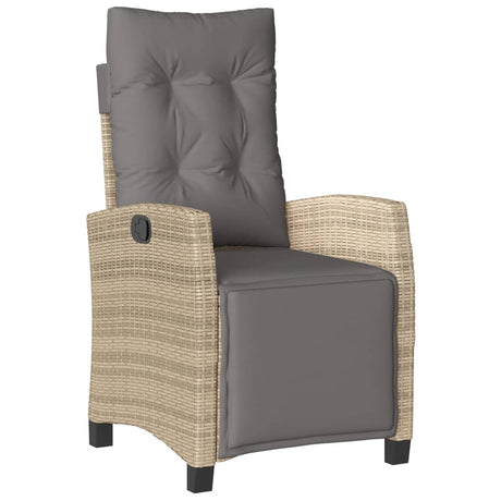 Vidaxl tuinstoel verstelbaar met voetensteun poly rattan gemengd beige