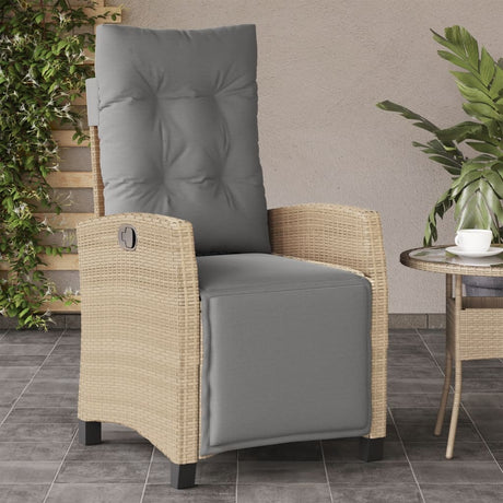 Vidaxl tuinstoel verstelbaar met voetensteun poly rattan gemengd beige