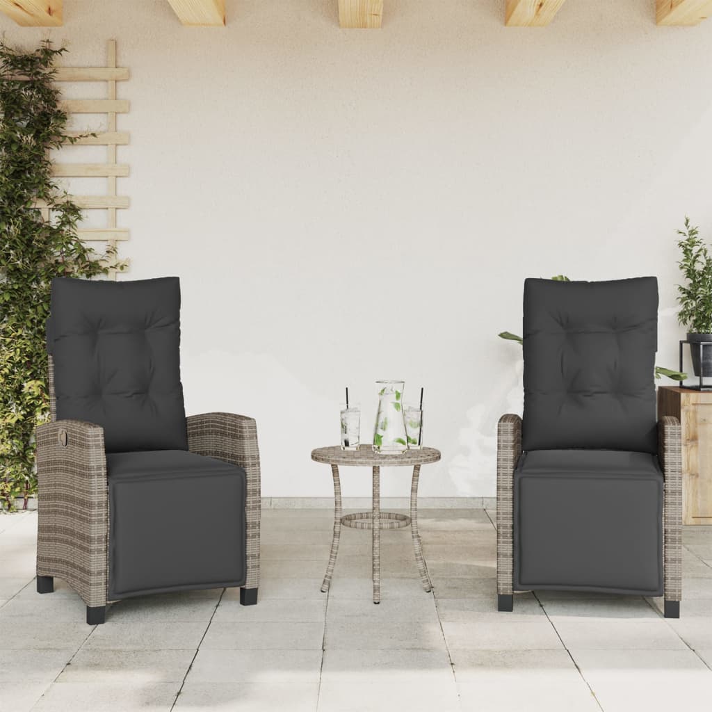 Vidaxl tuinstoelen 2 st verstelbaar met voetensteun poly rattan grijs