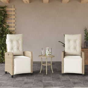 Vidaxl tuinstoelen 2 st verstelbaar met voetensteun poly rattan beige