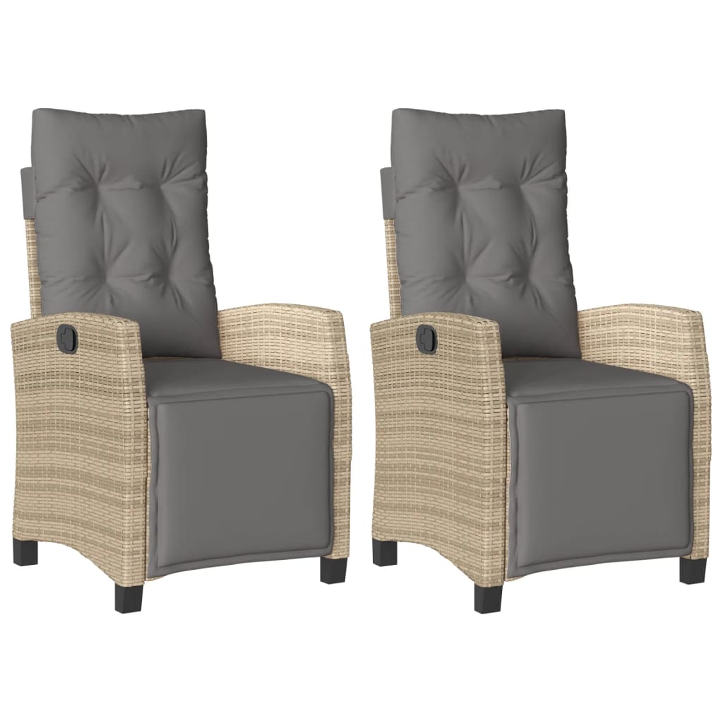 Vidaxl tuinstoelen 2 st verstelbaar voetensteun poly rattan beige mix