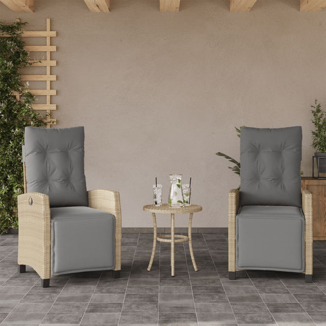 Vidaxl tuinstoelen 2 st verstelbaar voetensteun poly rattan beige mix