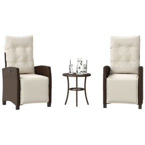Vidaxl 3-delige bistroset met kussens poly rattan bruin