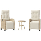 Vidaxl 3-delige bistroset met kussens poly rattan beige