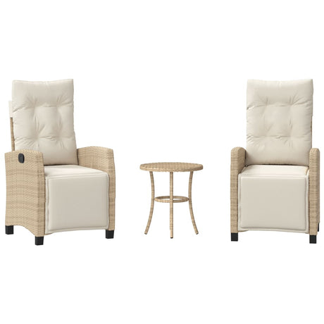 Vidaxl 3-delige bistroset met kussens poly rattan beige